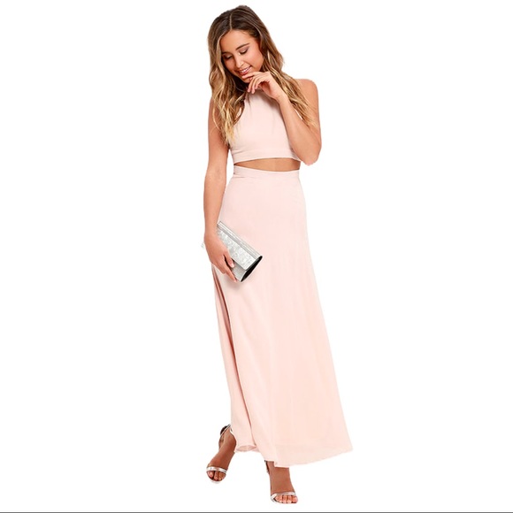 Lulus Dresses & Skirts - Lulus Walking on Heir Blush Pink Two-Piece Dress
